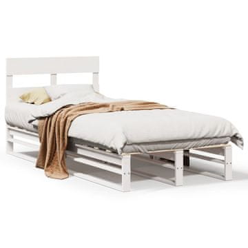 Vidaxl Posteljni okvir brez vzmetnice bel 90x190 cm trdna borovina