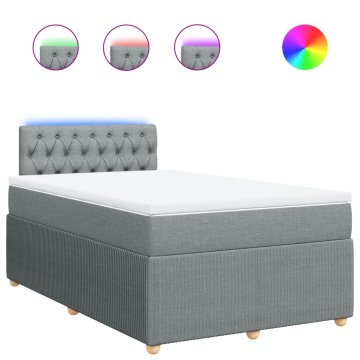 Vidaxl Boxspring postelja z vzmetnico svetlo siva 120x190 cm blago