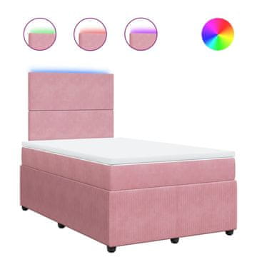 Vidaxl Box spring postelja z vzmetnico roza 120x190 cm žamet