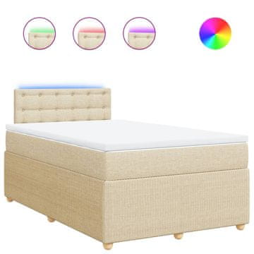 Vidaxl Box spring postelja z vzmetnico krem 120x190 cm blago