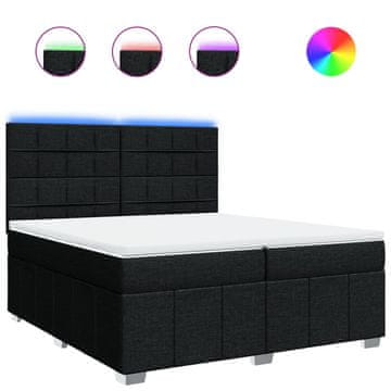 Vidaxl Box spring postelja z vzmetnico črn 200x200 cm blago