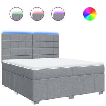Vidaxl Box spring postelja z vzmetnico svetlo siva 200x200 cm blago