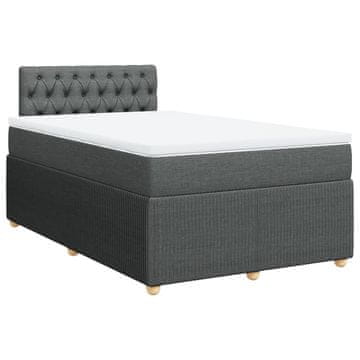Vidaxl Box spring postelja z vzmetnico temno siva 120x190 cm blago