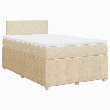Vidaxl Box spring postelja z vzmetnico krem 120x190 cm blago