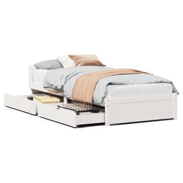 Vidaxl Posteljni okvir brez vzmetnice bel 90x190 cm trdna borovina
