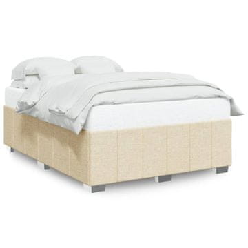 Vidaxl Posteljni okvir brez vzmetnice krem 140x190 cm blago