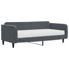 Vidaxl Dnevna postelja z vzmetnico temno siva 100x200 cm žamet