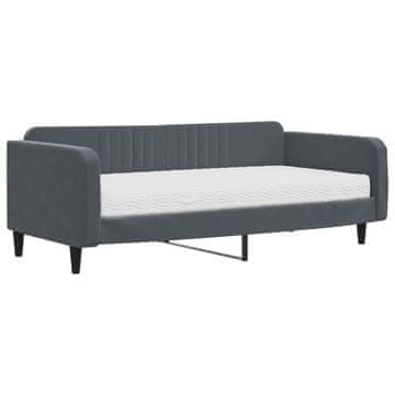 Vidaxl Dnevna postelja z vzmetnico temno siva 100x200 cm žamet