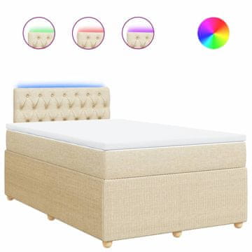 Vidaxl Box spring postelja z vzmetnico krem 120x190 cm blago