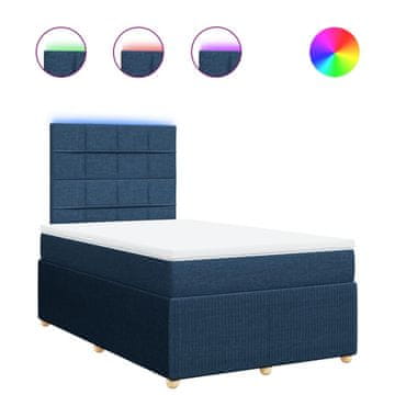 Vidaxl Box spring postelja z vzmetnico modra 120x190 cm blago