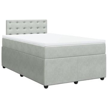Vidaxl Box spring postelja z vzmetnico svetlo siva 120x190 cm žamet