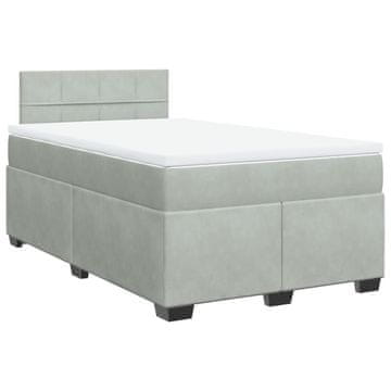 Vidaxl Box spring postelja z vzmetnico svetlo siva 120x190 cm žamet