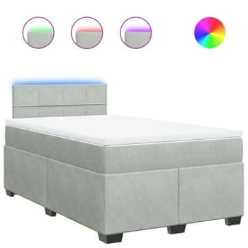 Vidaxl Box spring postelja z vzmetnico svetlo siva 120x190 cm žamet