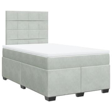Vidaxl Box spring postelja z vzmetnico svetlo siva 120x190 cm žamet