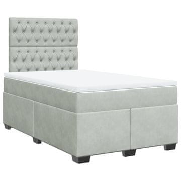 Vidaxl Box spring postelja z vzmetnico svetlo siva 120x190 cm žamet