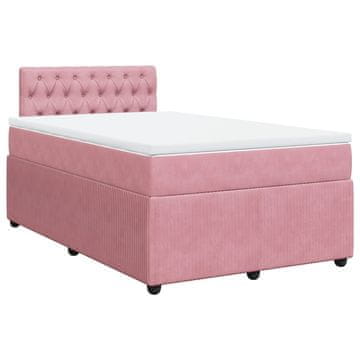 Vidaxl Box spring postelja z vzmetnico roza 120x190 cm žamet