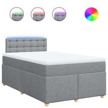 Vidaxl Boxspring postelja z vzmetnico svetlo siva 120x190 cm blago