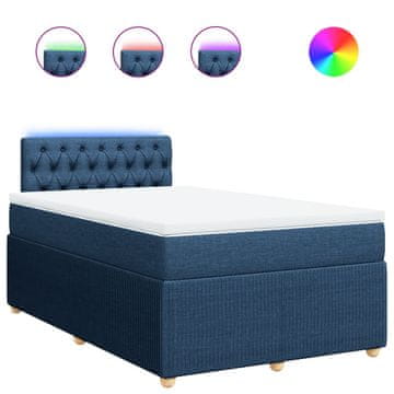 Vidaxl Box spring postelja z vzmetnico modra 120x190 cm blago