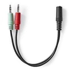 Nedis CAGB22160BK02- Stereo zvočni kabel | 3,5 mm vtič - 2 x 3,5 mm vtič | 0,12 m | okrogel | črn