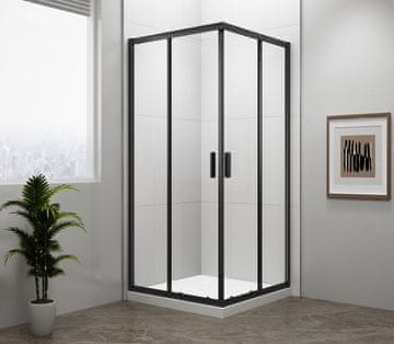POLYSAN EASY BLACK Kvadratna Tuš Kabina 900x900mm, Črno Mat, Čisto Steklo