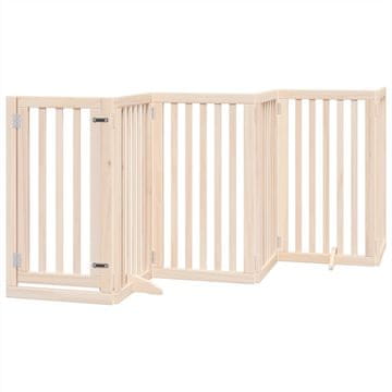 Vidaxl Pasja vrata z vrati, zložljiva, 6 panelov, 300 cm, topolov les