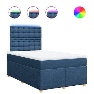 Vidaxl Box spring postelja z vzmetnico modra 120x190 cm blago
