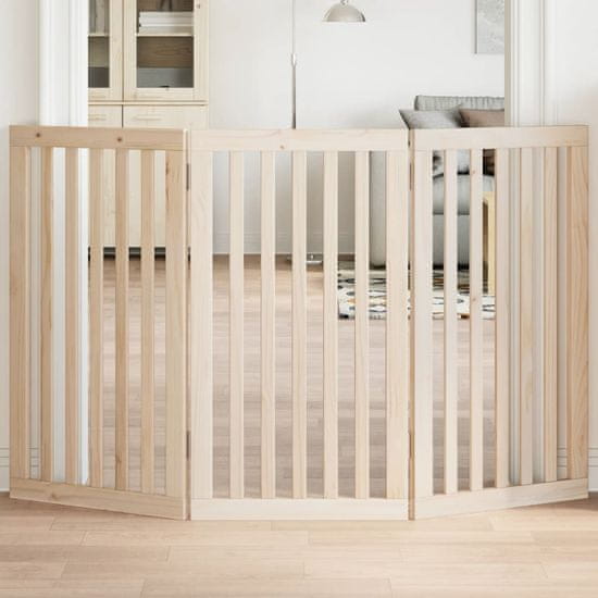 shumee vidaXL Vrata za pse zložljiva 3 paneli 150 cm topolovina