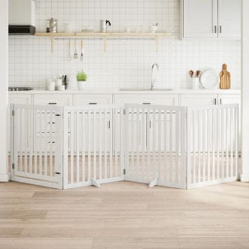 Vidaxl vidaXL Zložljiva pasja vrata z vrati 4 paneli bela 320 cm