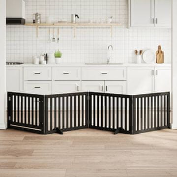 Vidaxl vidaXL Zložljiva pasja vrata z vrati 4 paneli črne barve 320 cm