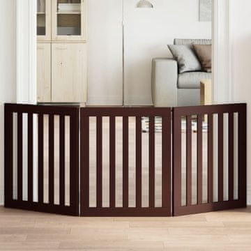 Vidaxl vidaXL Zložljiva pasja vrata, 3 paneli, rjava, 150 cm