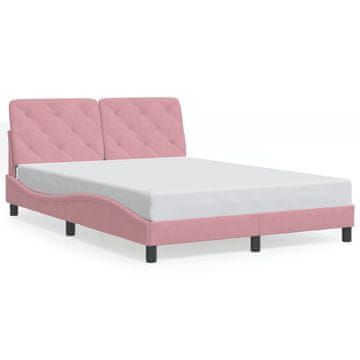 Vidaxl Posteljni okvir brez vzmetnice roza 120x200 cm žamet
