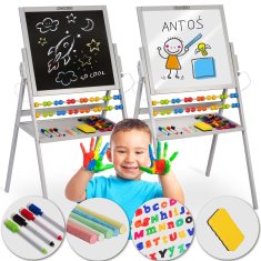 shumee Ricokids magnetna vrtljiva tabla za pisanje krede - siva