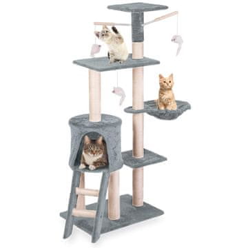 shumee Praskalnik za mačke 140 cm DR-267 Pethaus z miško, svetlo siv