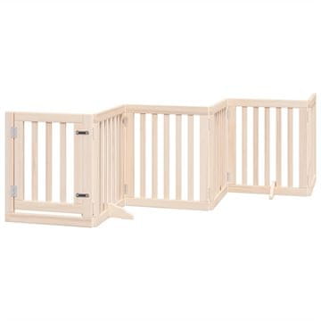 Vidaxl Pasja vrata z vrati, zložljiva, 6 panelov, 300 cm, topolov les