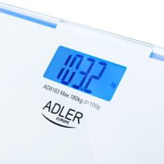 Adler LED osebna elektronska osvetljena LCD steklena tehtnica do 180kg