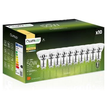 LUMILED 10x LED žarnica GU10 6W = 50W 580lm 3000K Toplo bela 120°