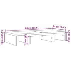 Vidaxl Stojalo za monitor nastavljivo rjavi hrast 60x24x10,5 cm les