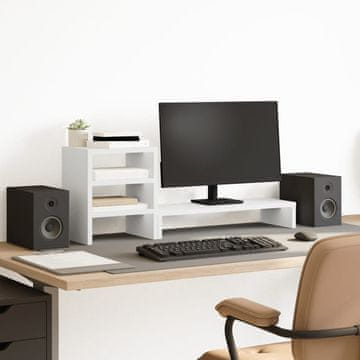 Vidaxl vidaXL stojalo za monitor z organizatorjem, belo