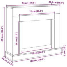 Vidaxl Okvir za kamin dimljeni hrast 100x30x87,5 cm inženirski les