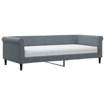 Vidaxl Dnevna postelja z vzmetnico temno siva 90x200 cm žamet