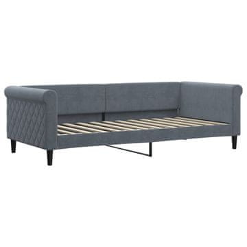Vidaxl Raztegljiva postelja temno siva 90x200 cm žamet