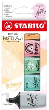 Stabilo Boss Mini pastelne plošče 5 kosov - roza, metina, turkizna, siva, oranžna