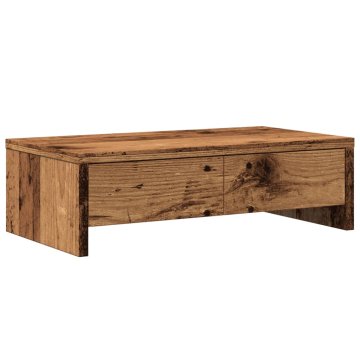 Vidaxl Stojalo za zaslon s predali starinski les 50x27x15 cm inž. les