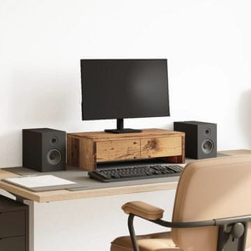 Vidaxl vidaXL Stojalo za monitor s predali, starinski les, 50 x 27 x 15 cm