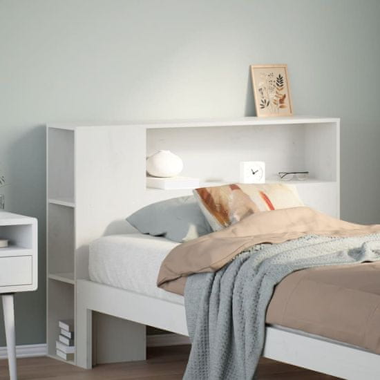 shumee vidaXL Vzglavje s predelki bela 75 cm trdna borovina