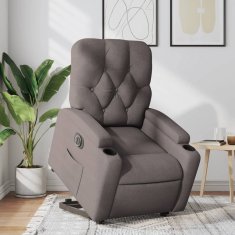Vidaxl Električni naslanjač s funkcijo vstajanja taupe blago