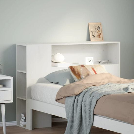 shumee vidaXL Vzglavje s predelki bela 90 cm trdna borovina