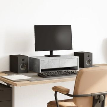 Vidaxl vidaXL Stojalo za monitor s predali betonsko sivo 50x27x15 cm