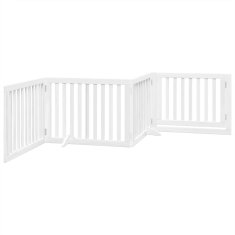 Vidaxl Ograda za pse z vrati zložljiva 4 paneli bela 320 cm topolovina