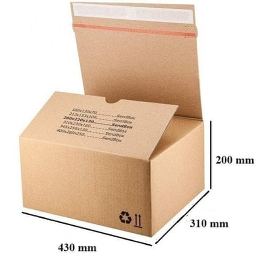 PIGO Škatla paketna samolepilna sendbox 430x310x200mm s70